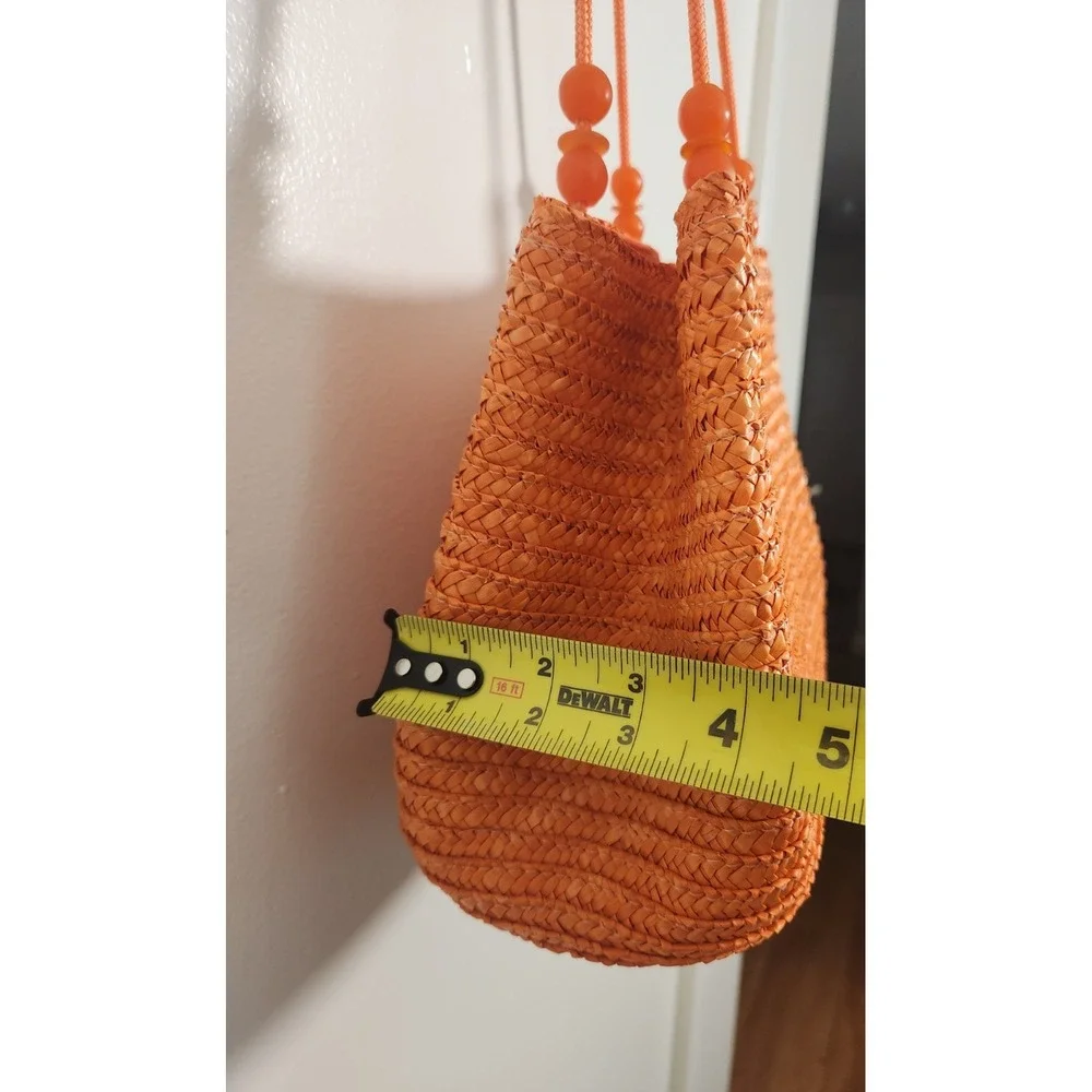 Madison Studio Orange Wheat‎ Straw Summer Beach Bucket Bag Vacation Resortwear
